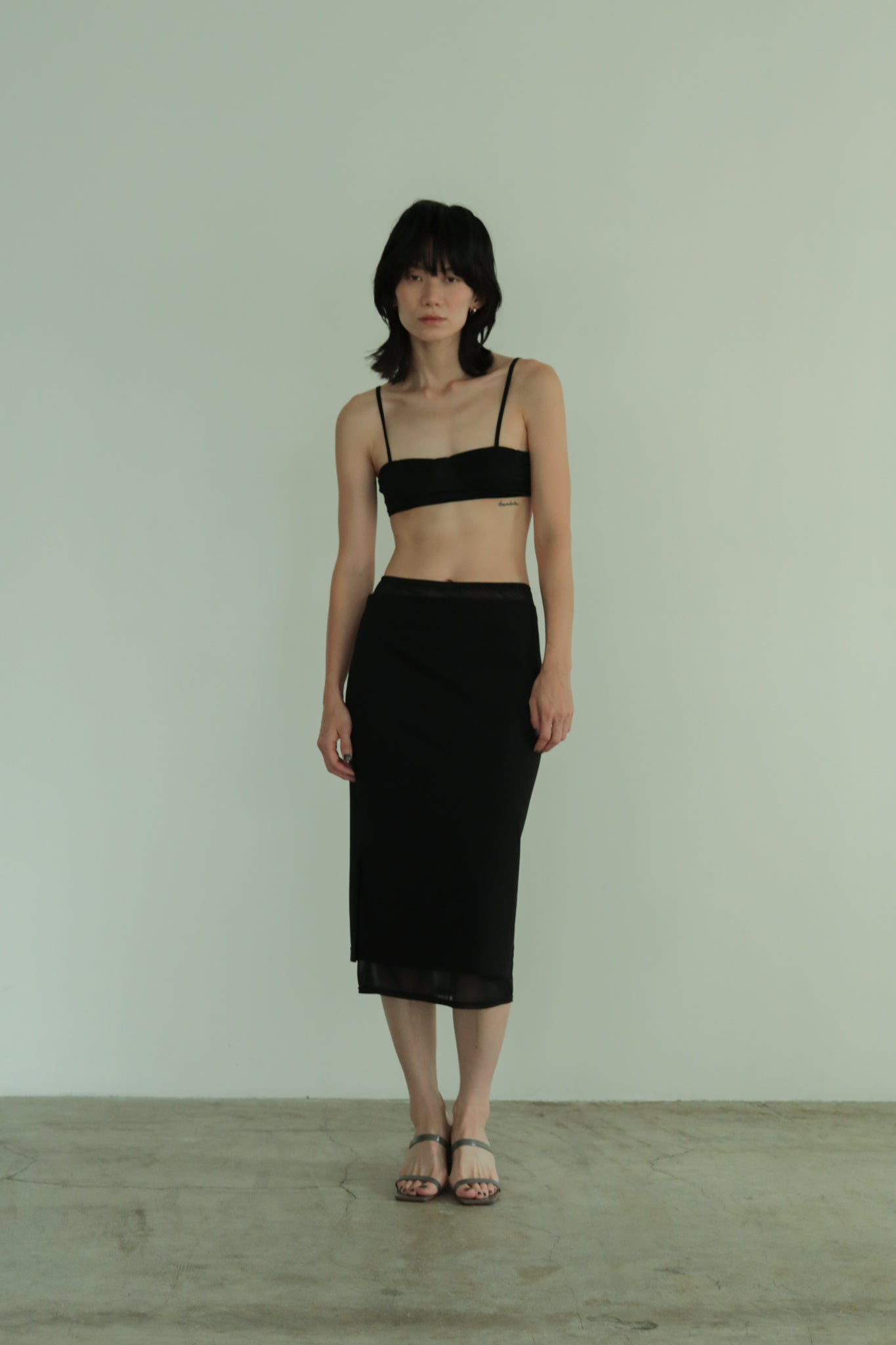 Sheer Layerd Midi Skirt (ls42418S)