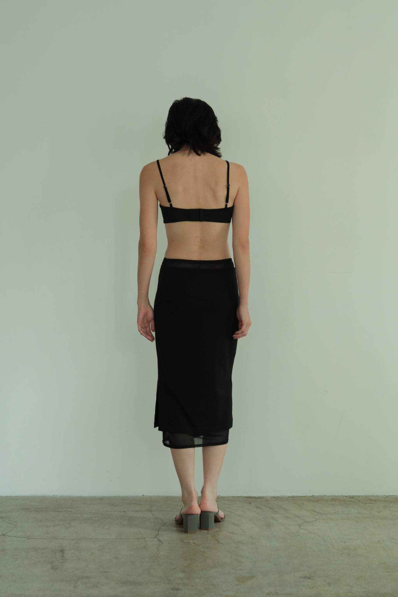 Sheer Layerd Midi Skirt (ls42418S)