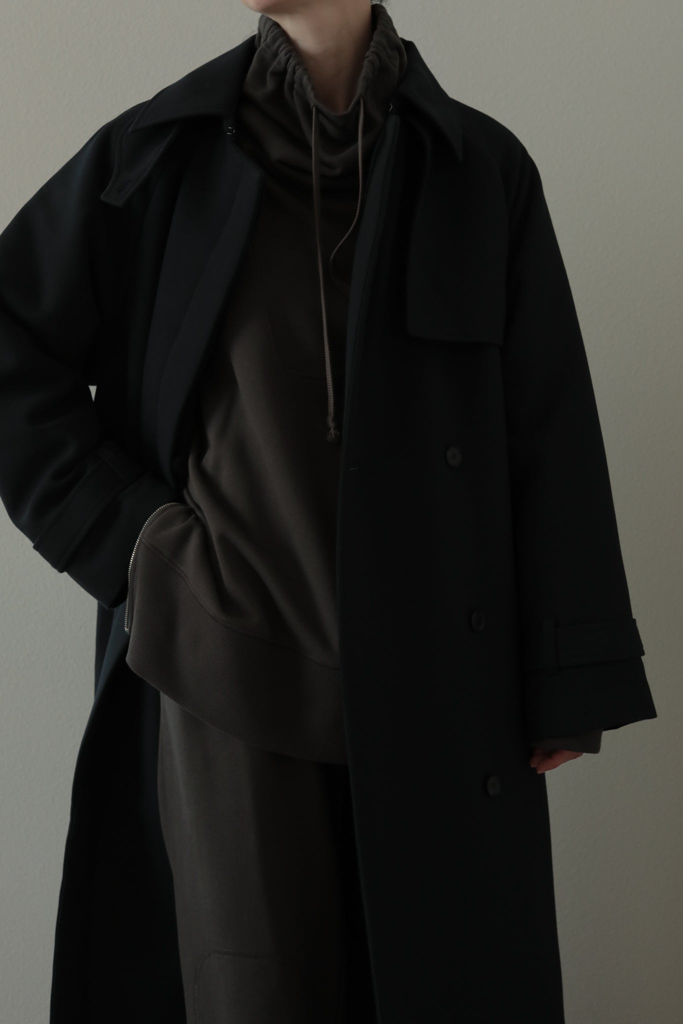 Drawstring High Neck Sweat PO（ls34396T）