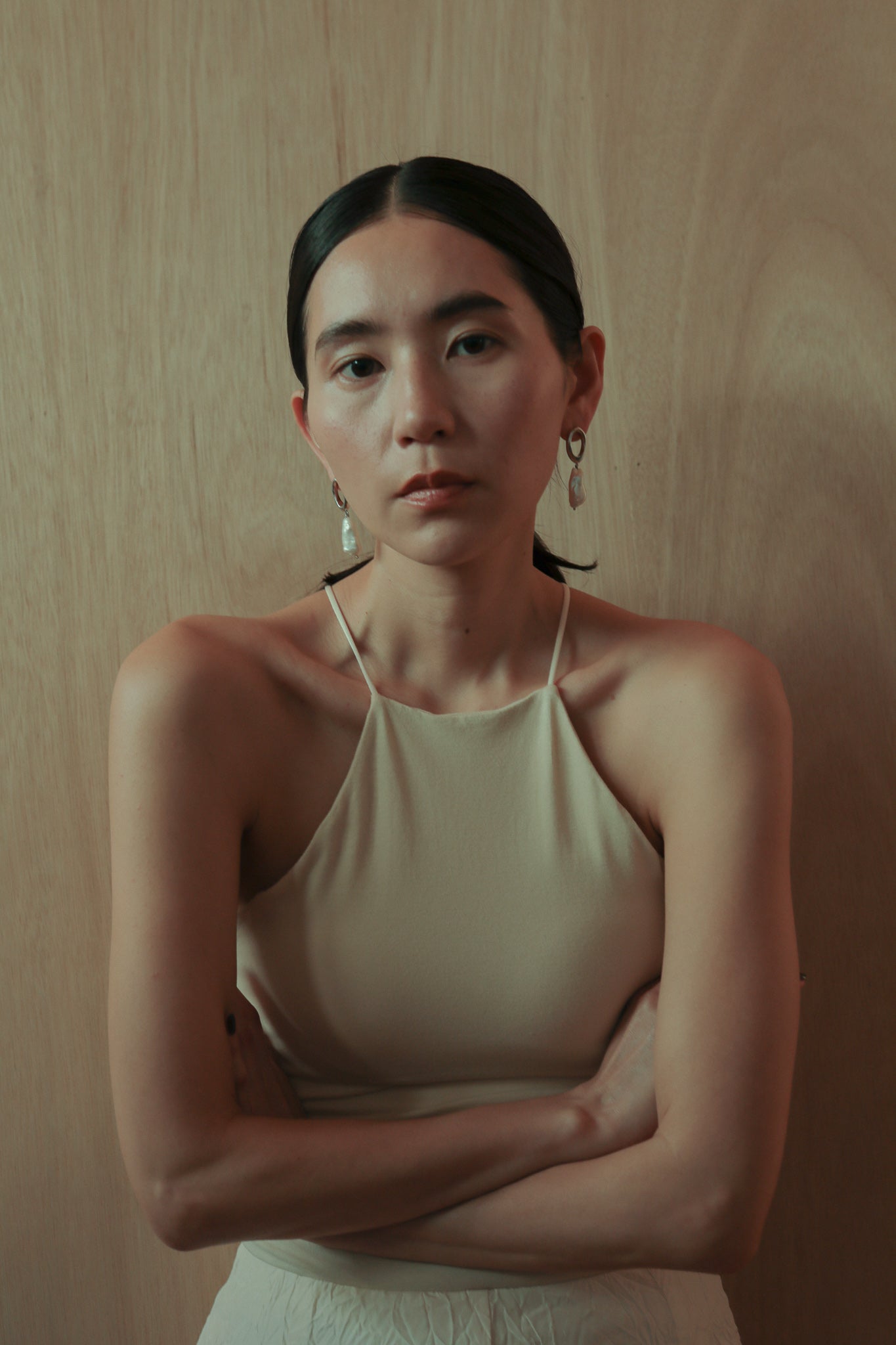 【ESRA DANDIN】Mini Drop Earrings w/Baroque Pearl（ED19002E004）