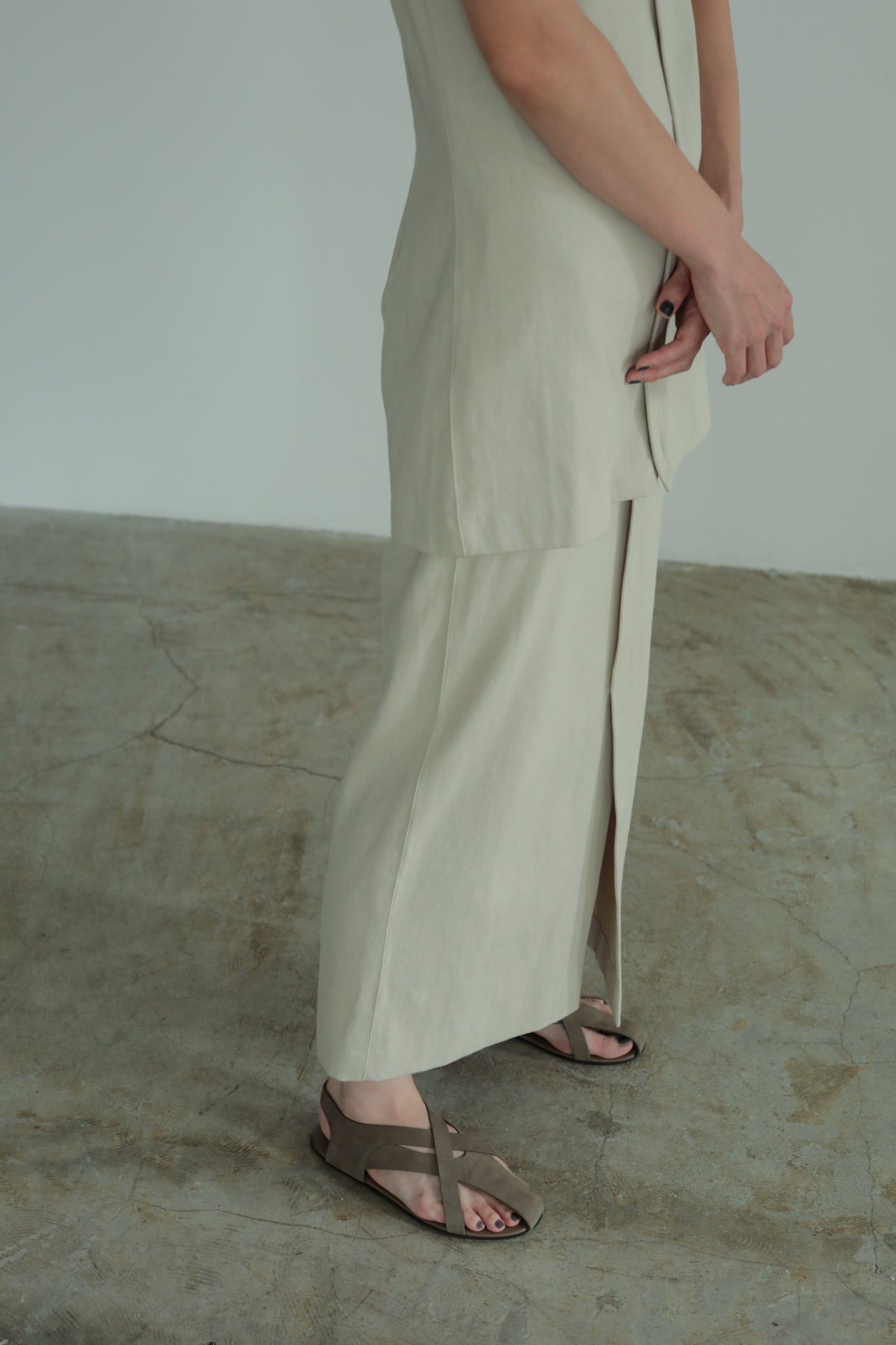 Hemp Organic Cotton Center Slit Skirt (ls42446S)