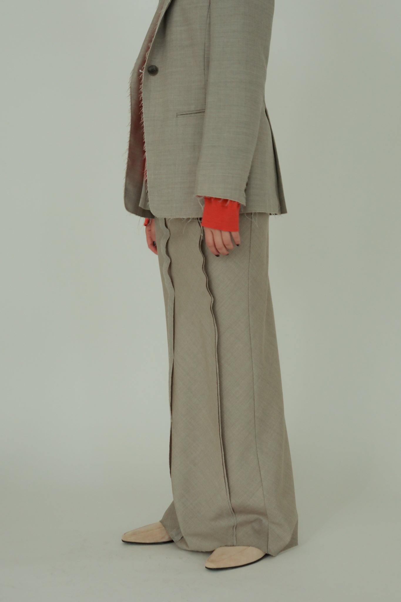 Wool Twill Unhemmed Long Skirt（ls34393S）