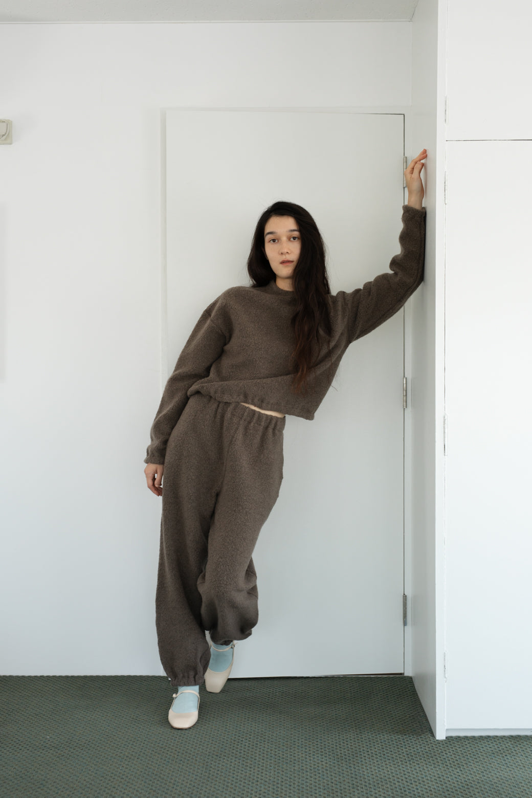 Wool Angola Pile Harf Zip Over PO (ls44475T)