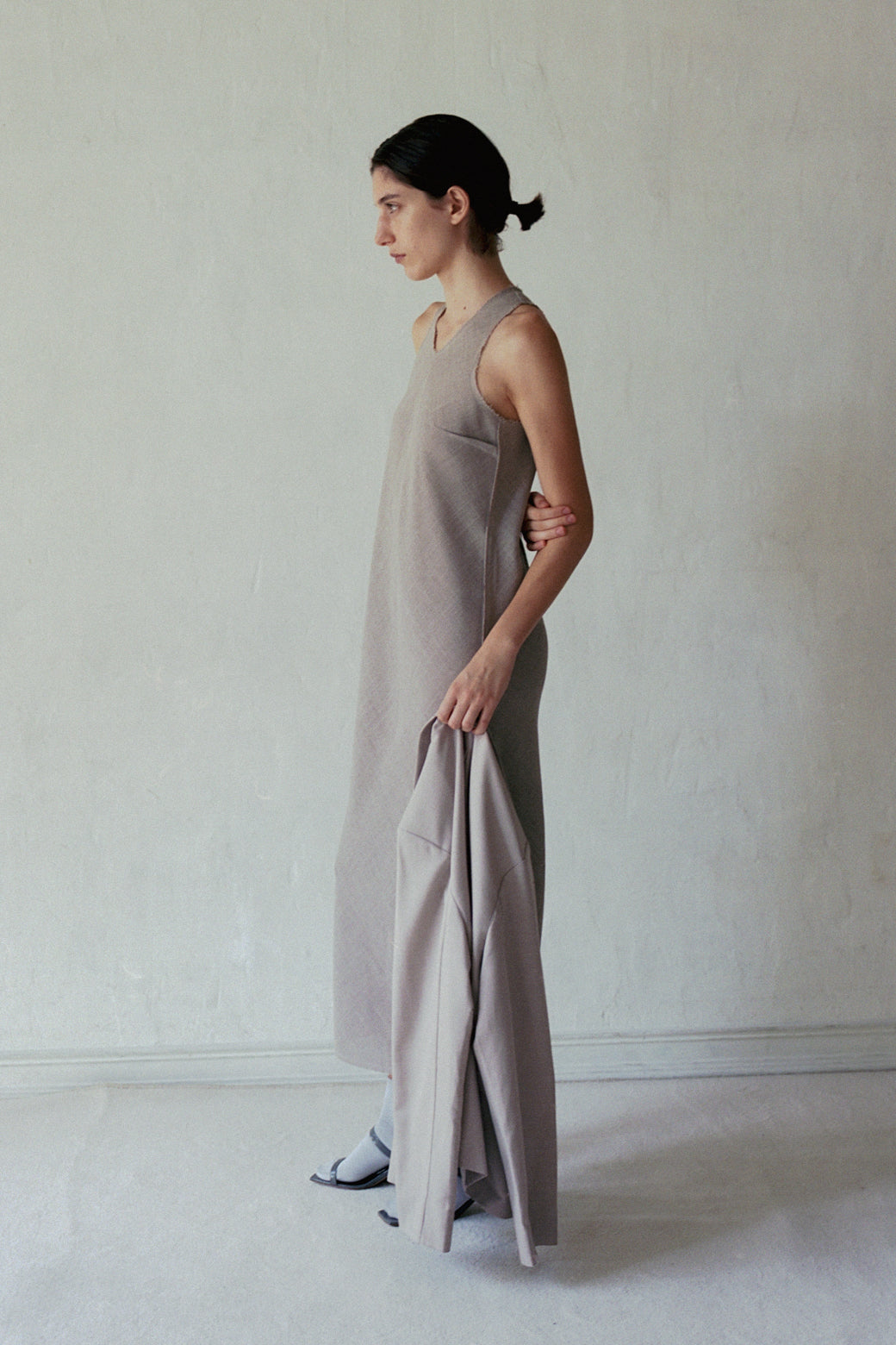【展示会/後】Linen Like PL Unhemmed Dress (ls62592D)  ¥37,400-