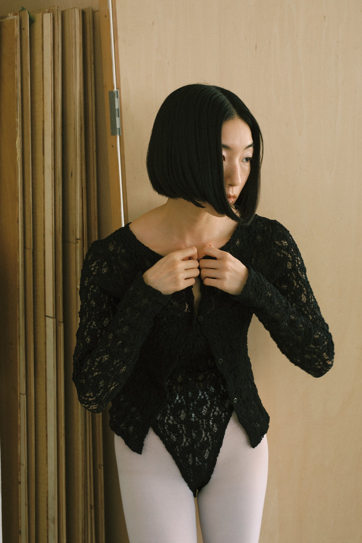 Cotton Shrink Lace 2way Cardigan (ls72634T)
