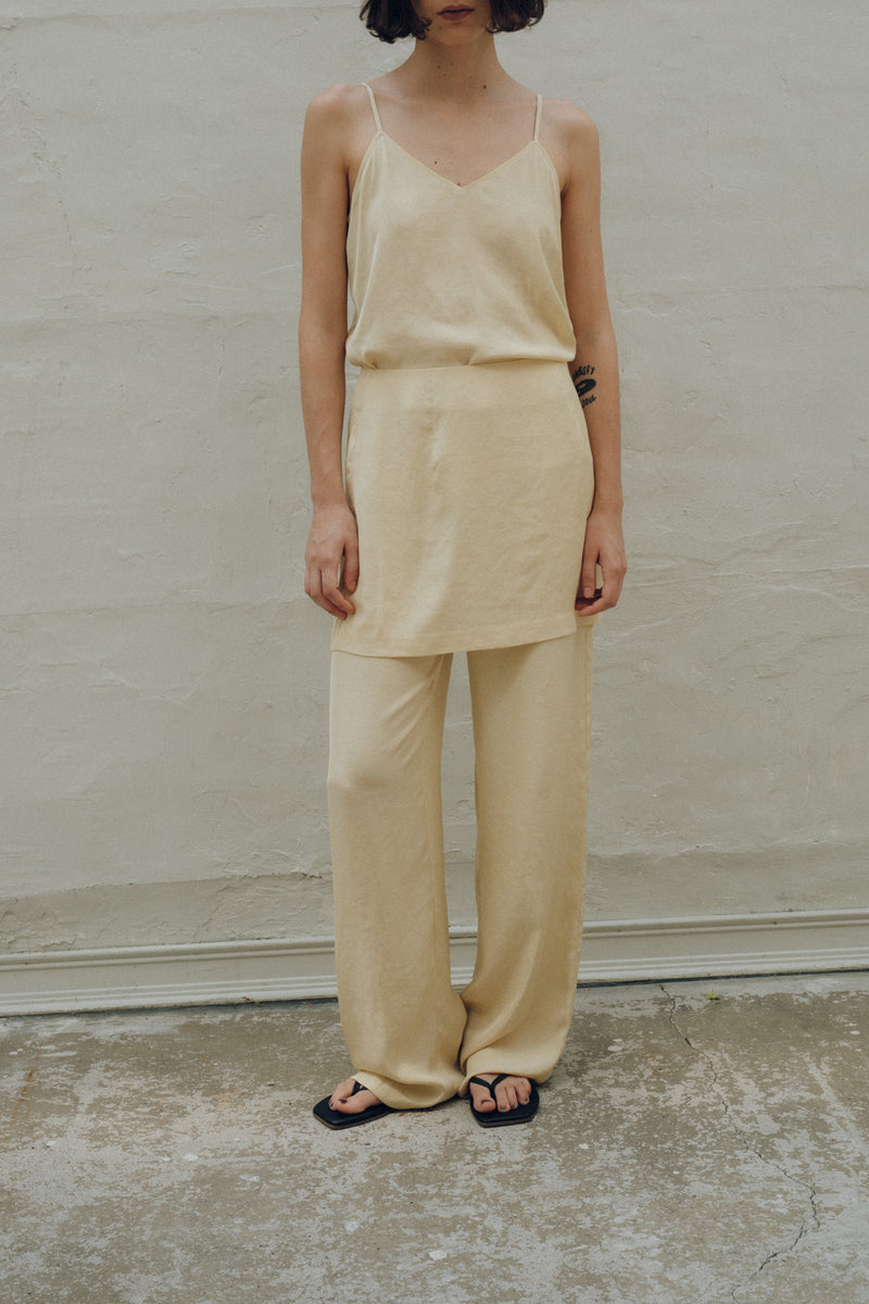 Vintage Finished Satin Straight Trousers (ls62588P)