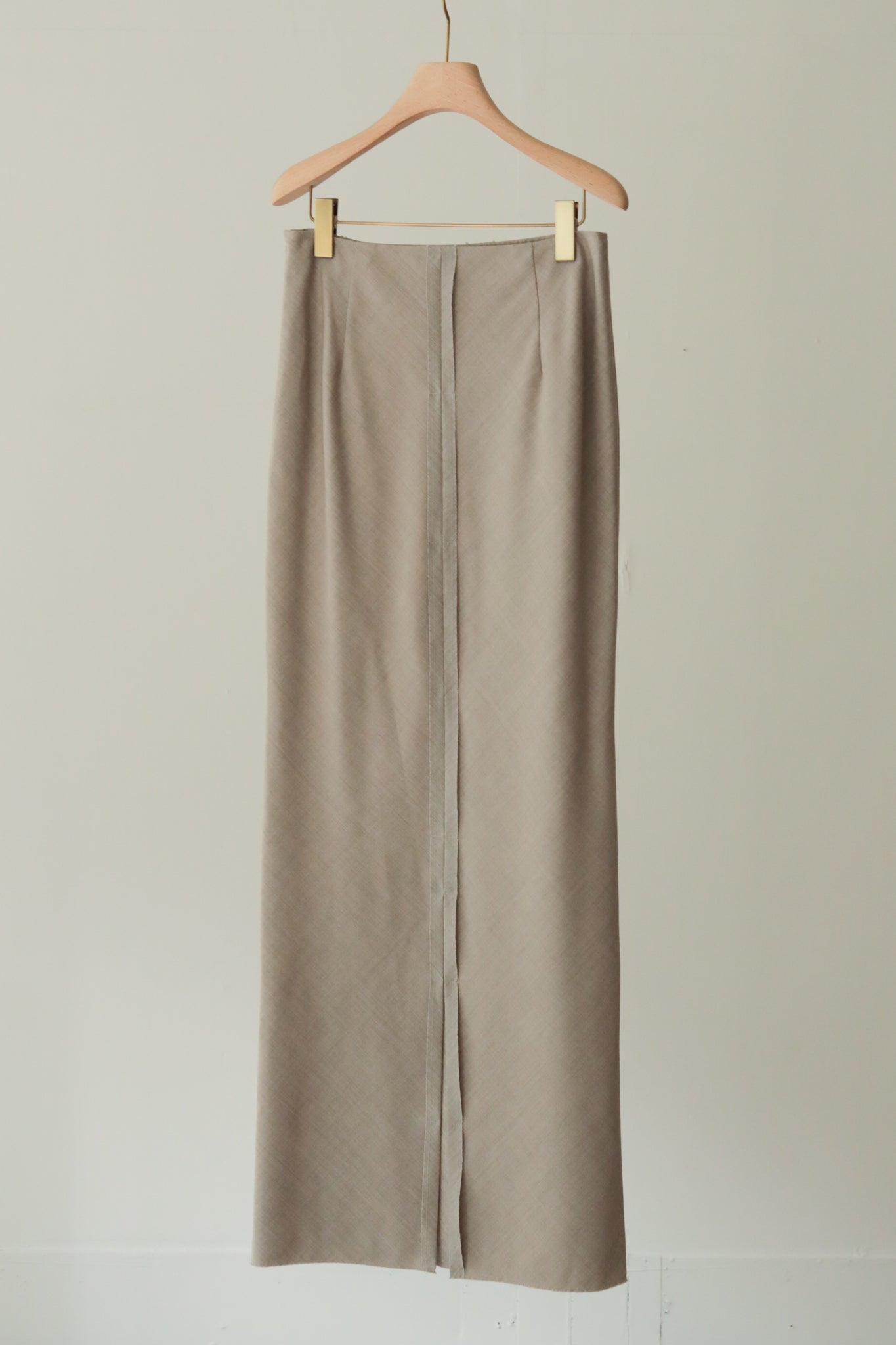 Wool Twill Unhemmed Long Skirt（ls34393S）
