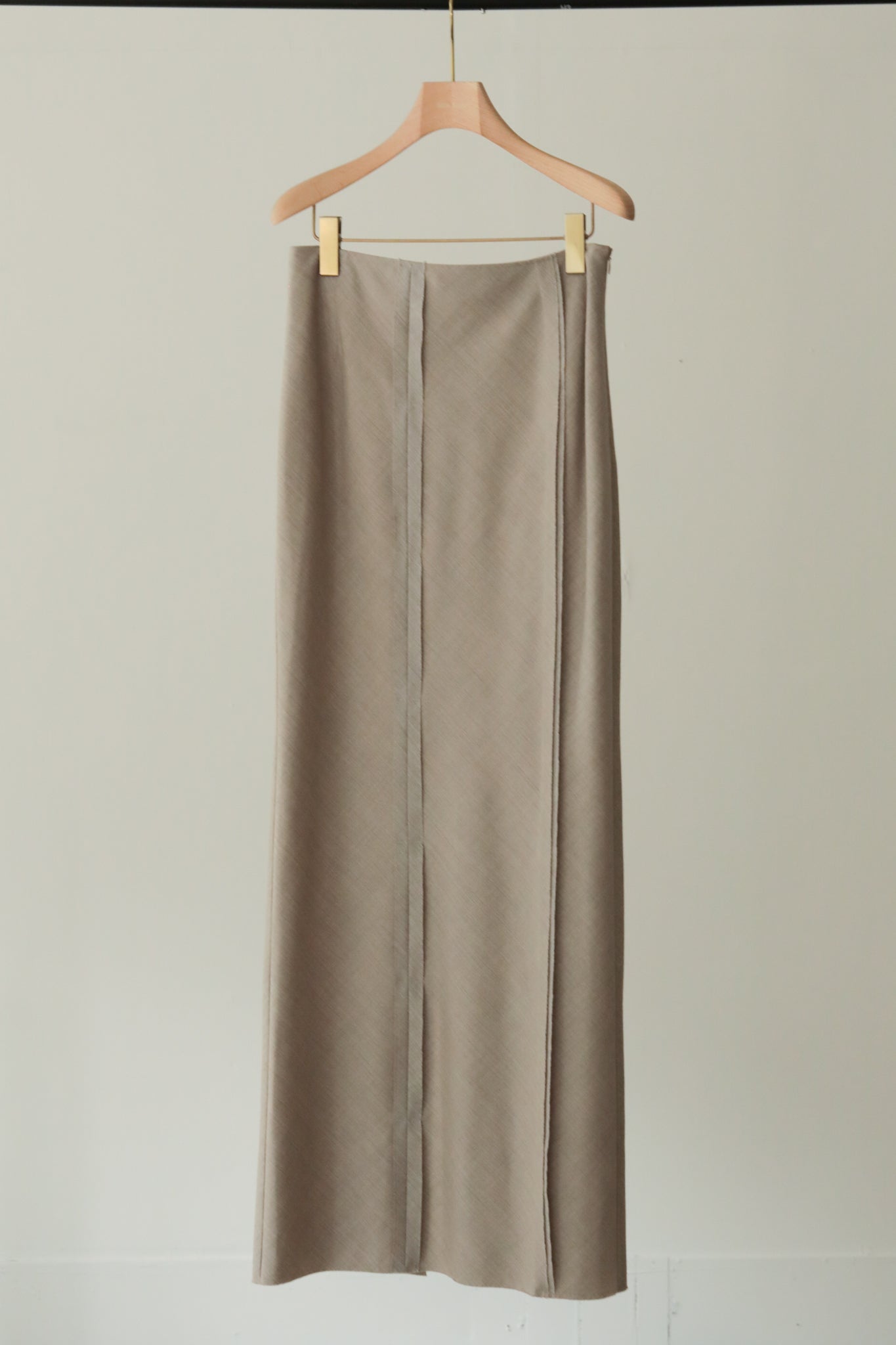 Wool Twill Unhemmed Long Skirt（ls34393S）