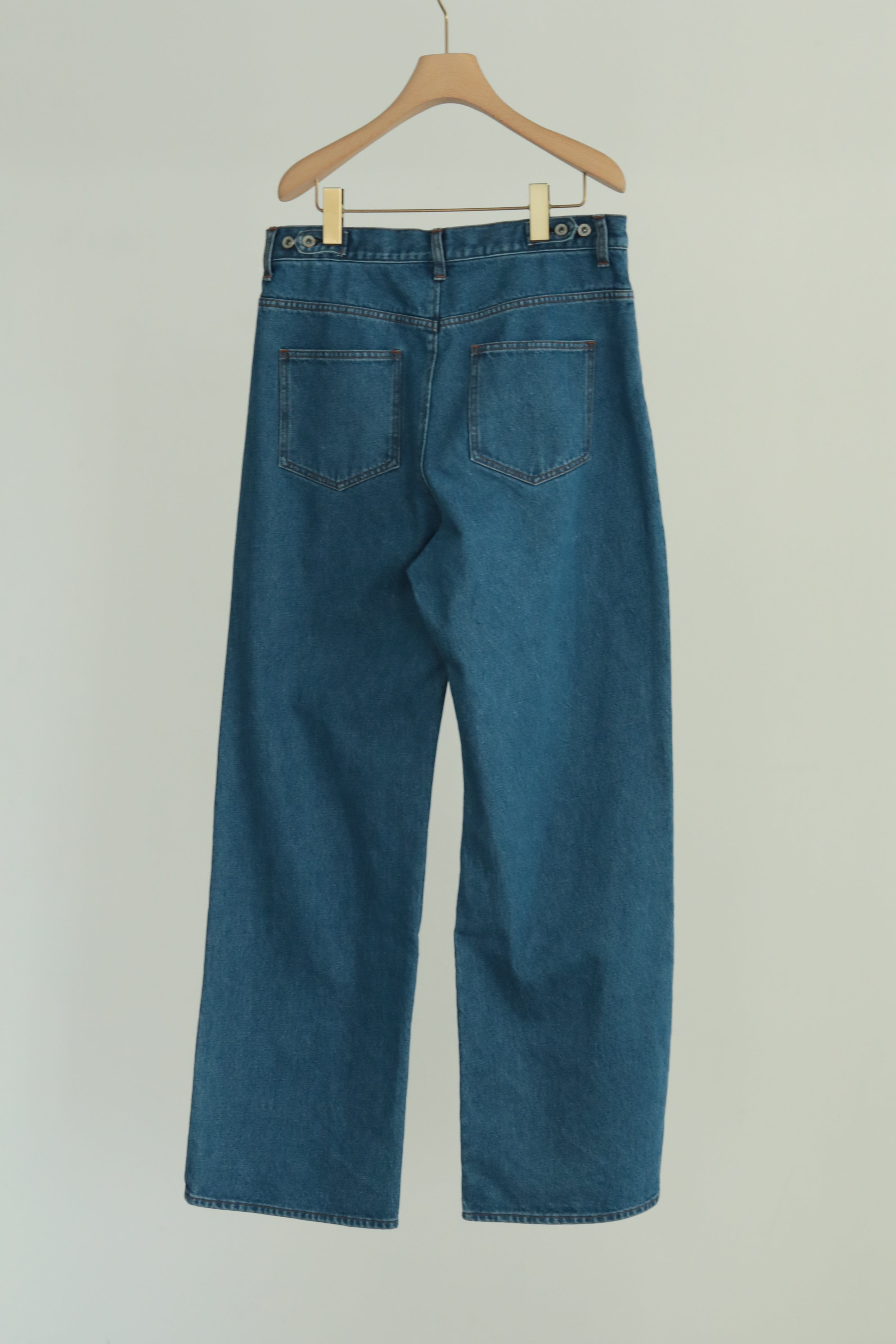 Hip Hugger 5-pockets Wide Blue Denim (ls42419P)