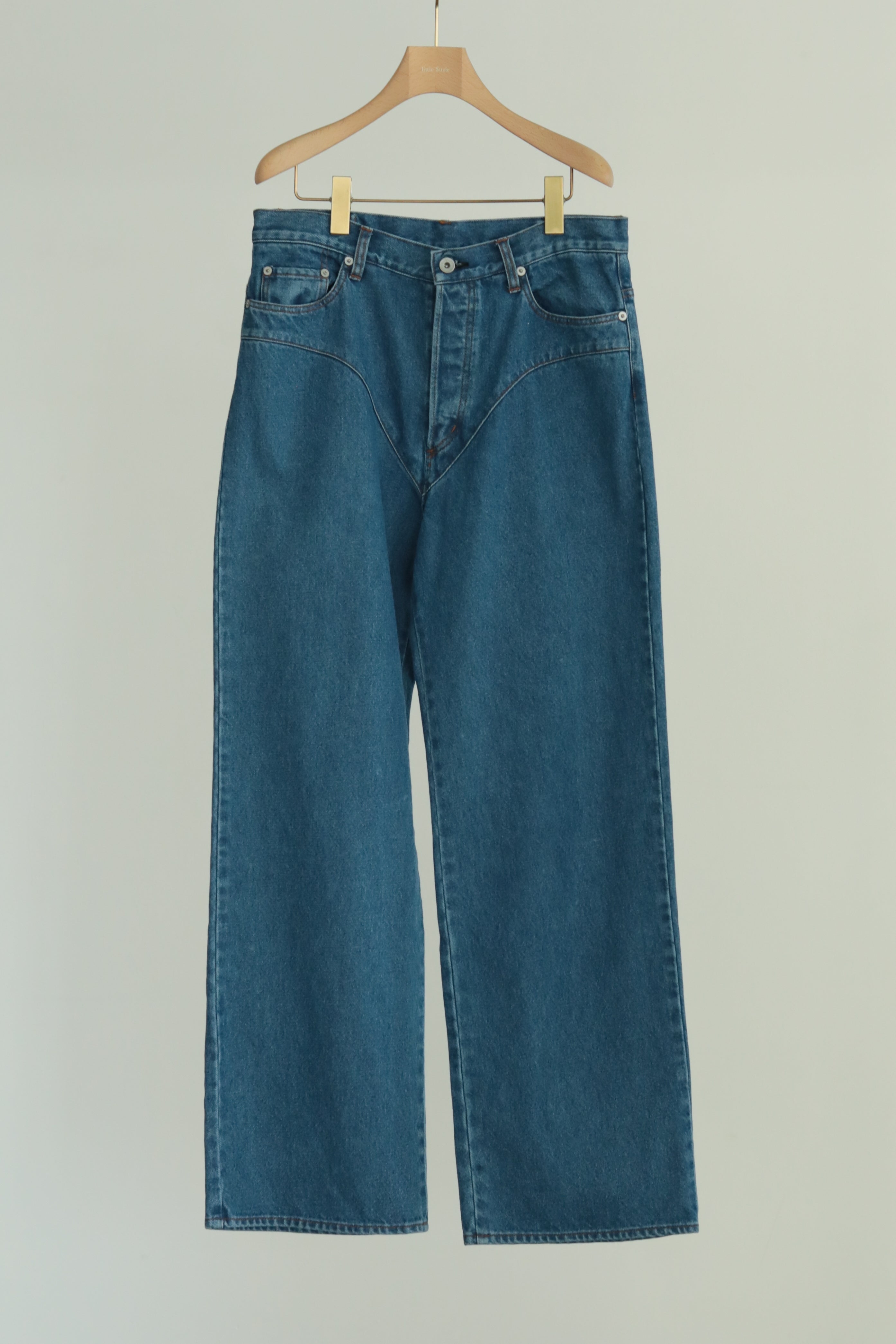 Hip Hugger 5-pockets Wide Blue Denim (ls42419P)