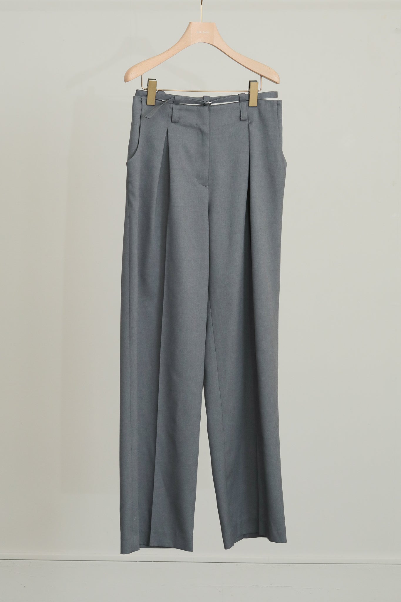 【Pre-order】Wool Mix Double Belt Wide Slacks（ls52506P）