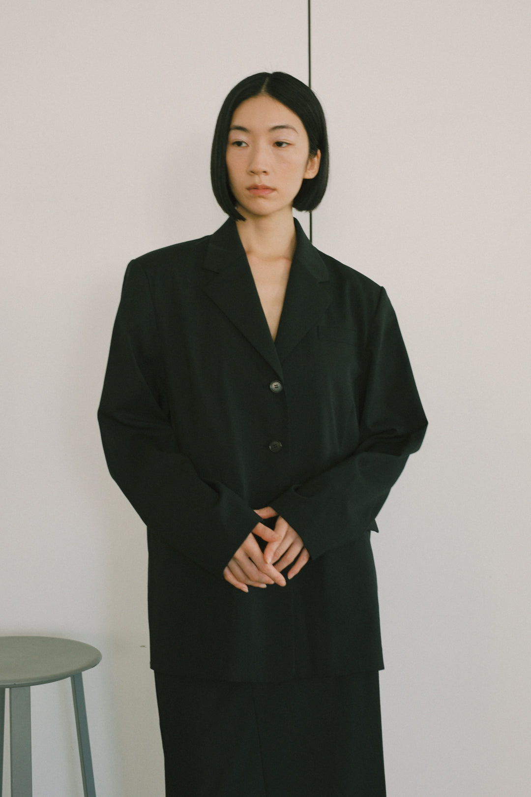Wool Mix Gabardine Back  Open Jacket (ls72636J)