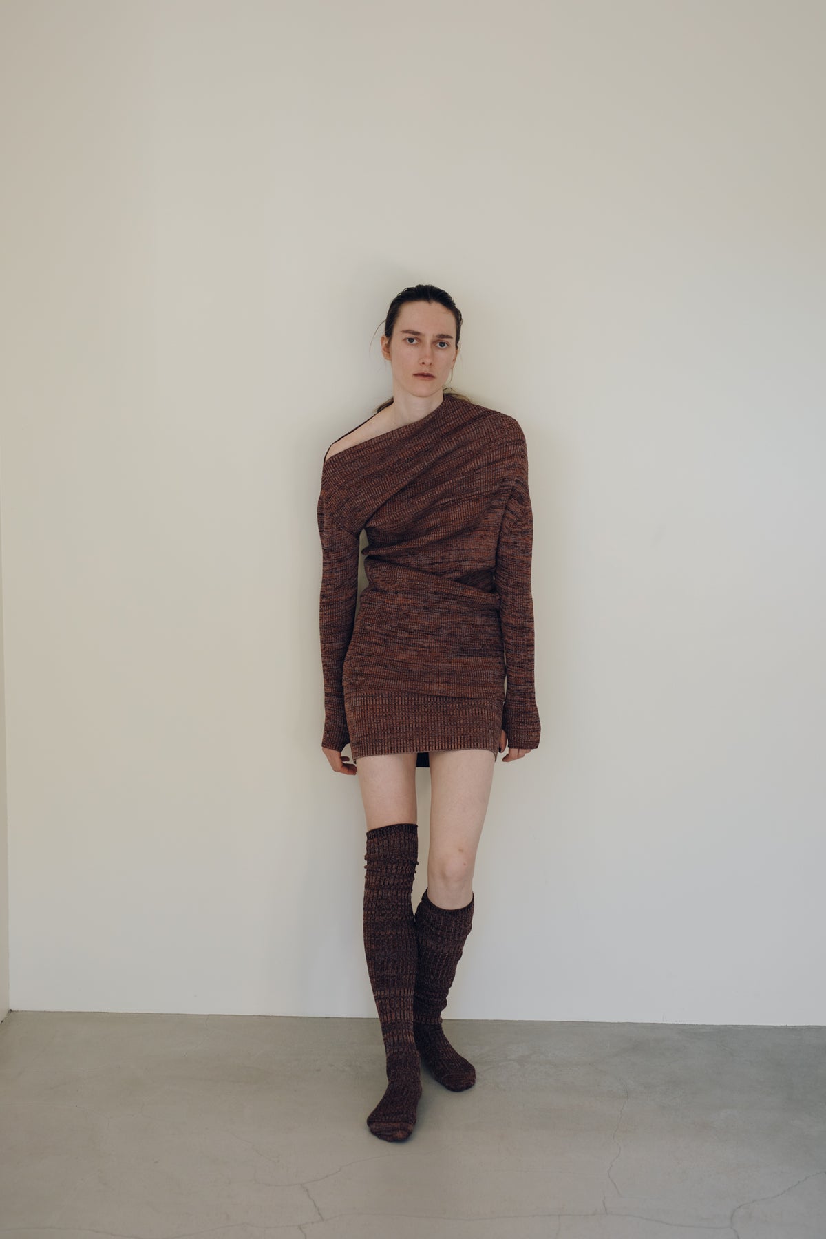 【展示会/後】Cotton 5color Marled Rib Over Knee Socks (ls64608A) ¥14,300-