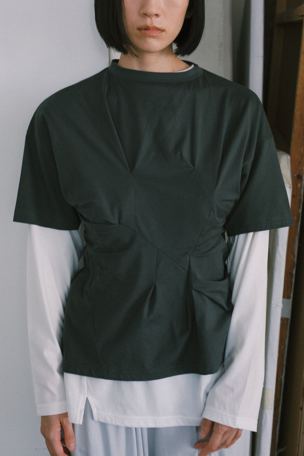 Supima Cotton Spiral Seam  Random Stitching S/S Tee (ls72661T)
