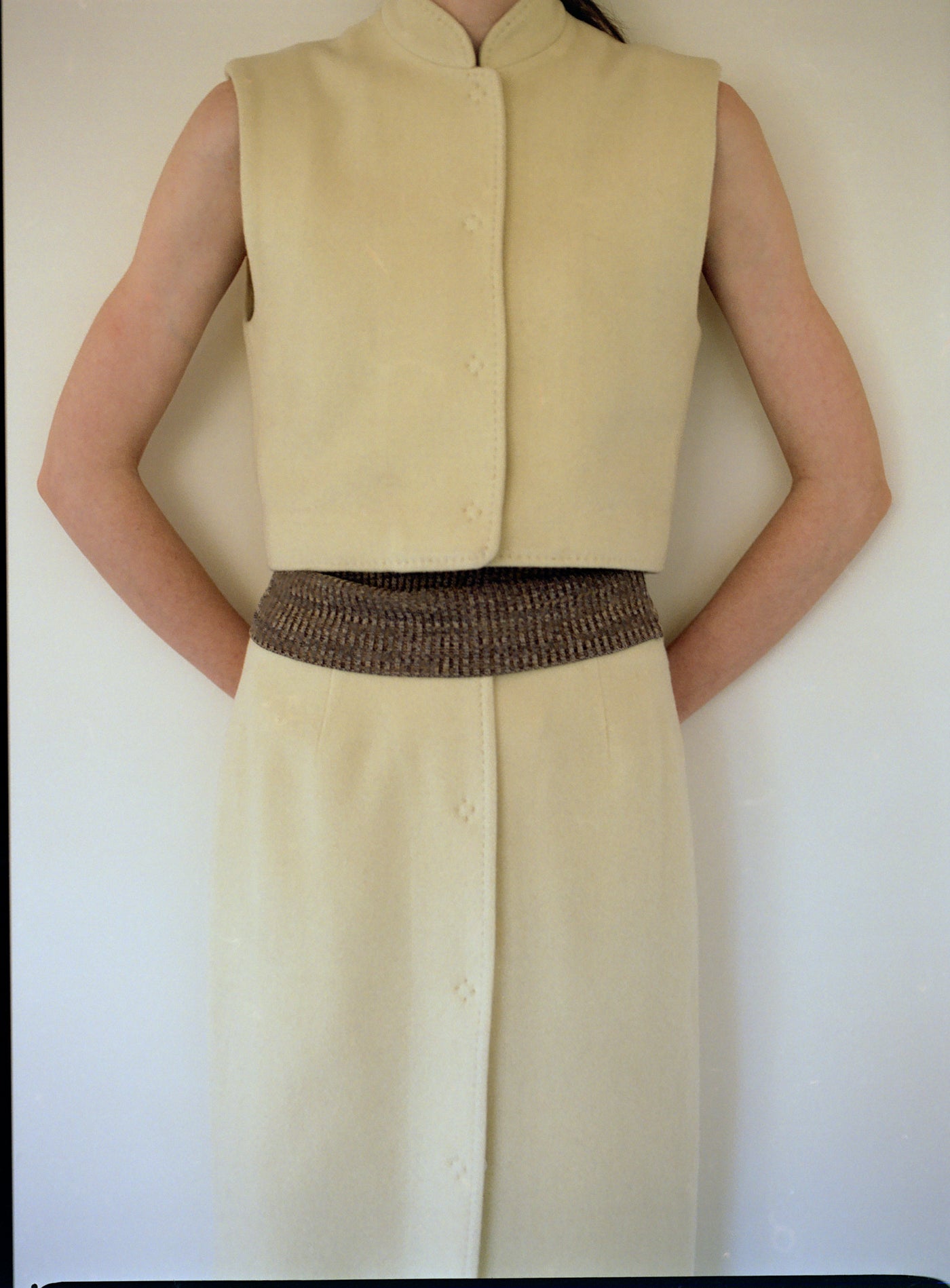 【展示会/後】Recycled Wool Nylon Stand Collar Short Vest (ls64602T) ¥33,000-
