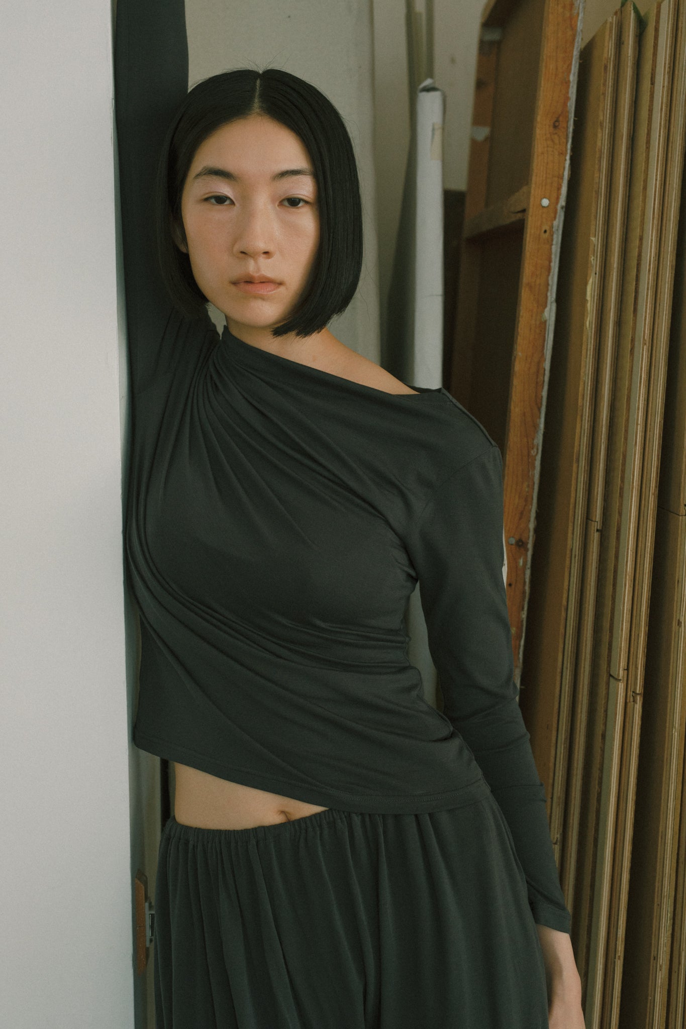 【展示会/後】Eucalyptus Jersey Drape Top (ls72652T) ¥24,200-