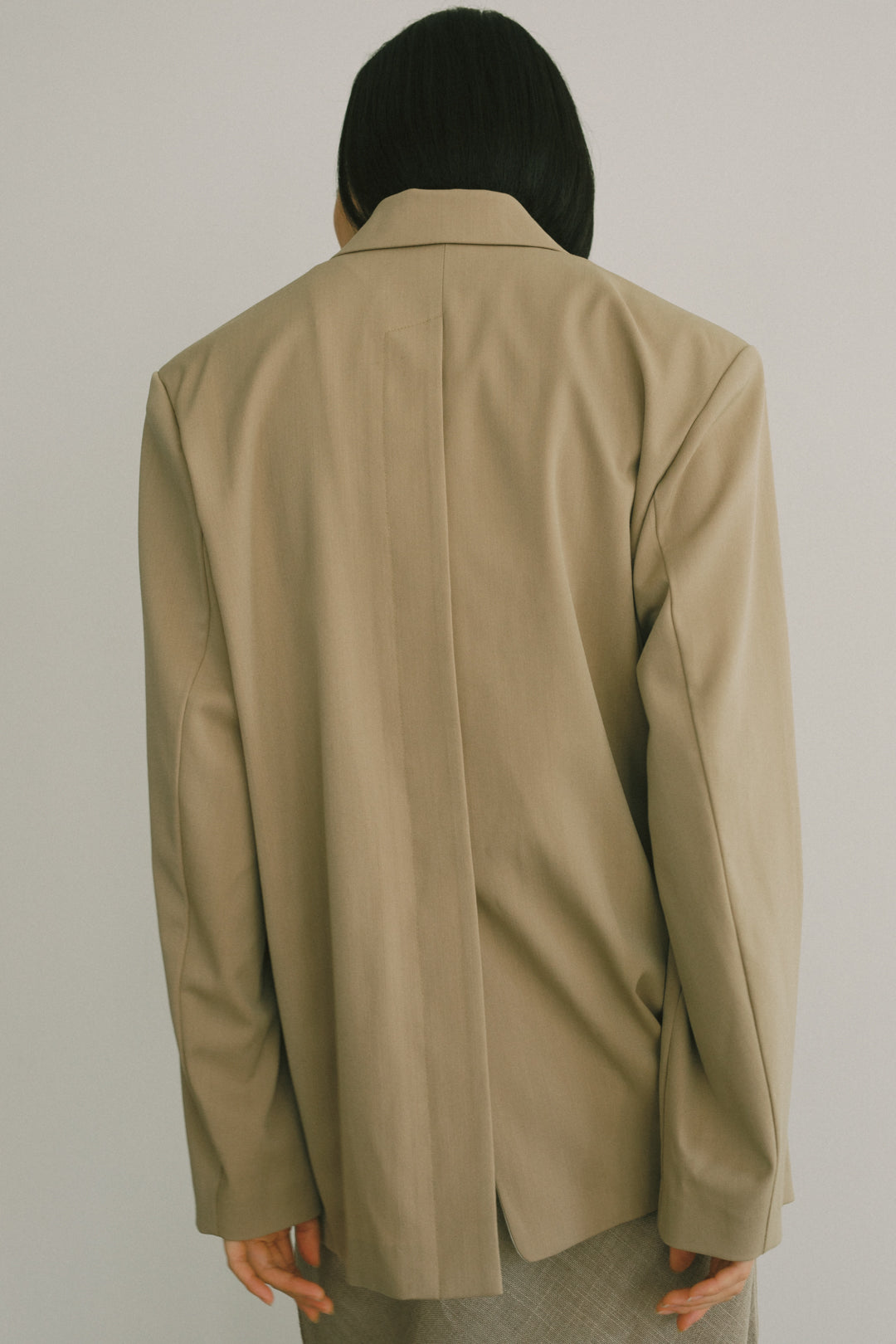 Wool Mix Gabardine Back  Open Jacket (ls72636J)