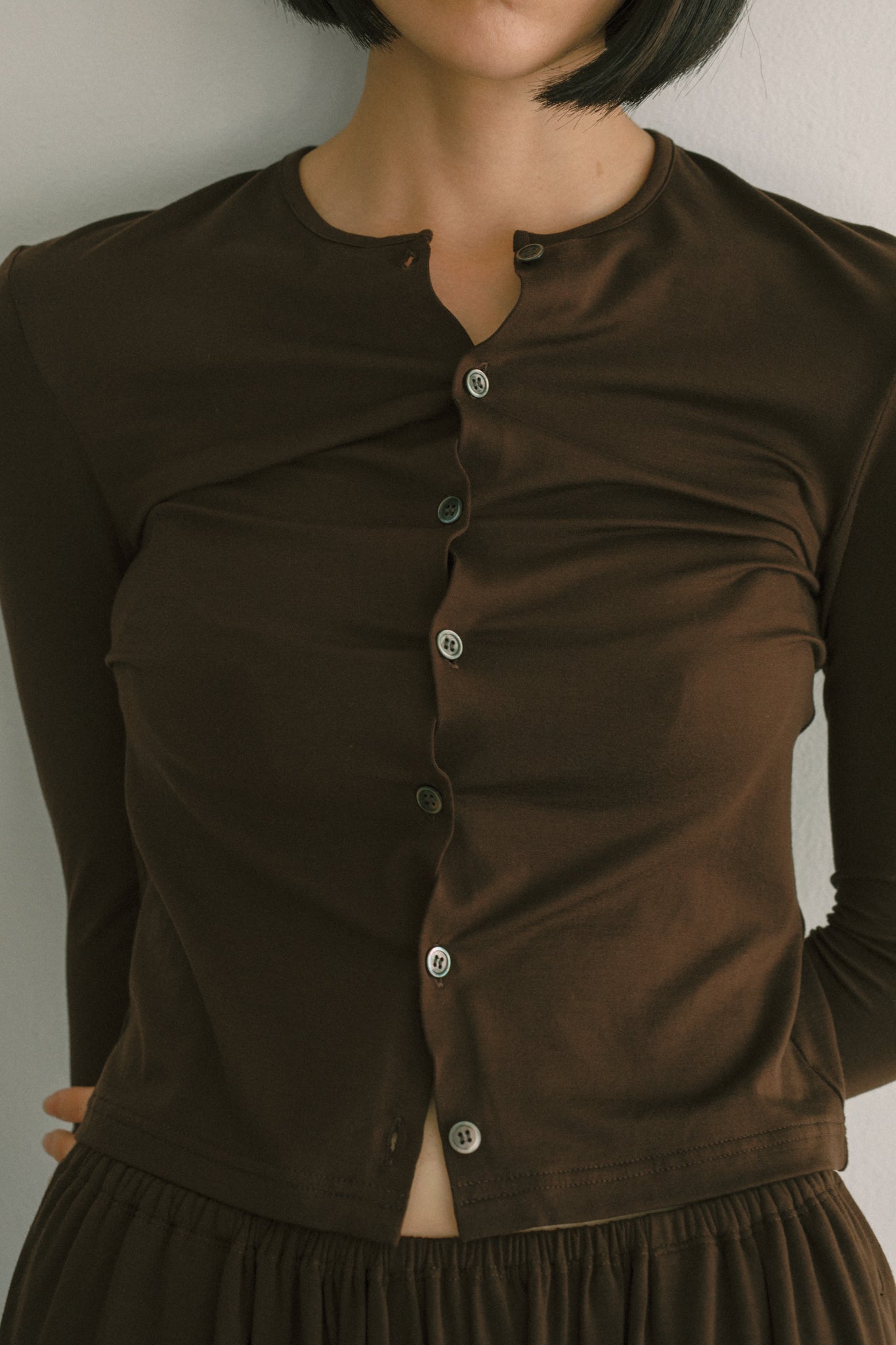 Eucalyptus Jersey Wavy  Front Cardigan (ls72653T)