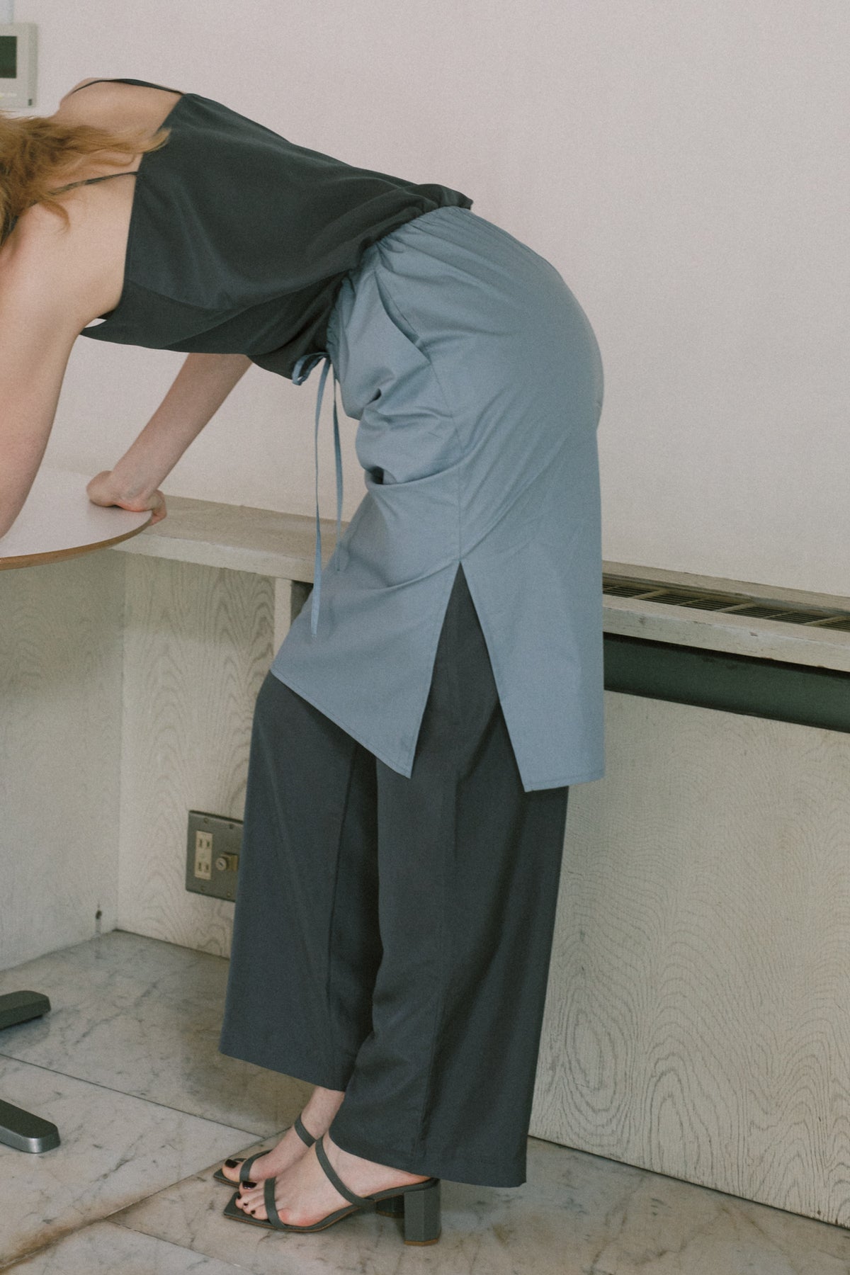 C/P Typewriter Midi Drawstring Skirt (ls72651S)