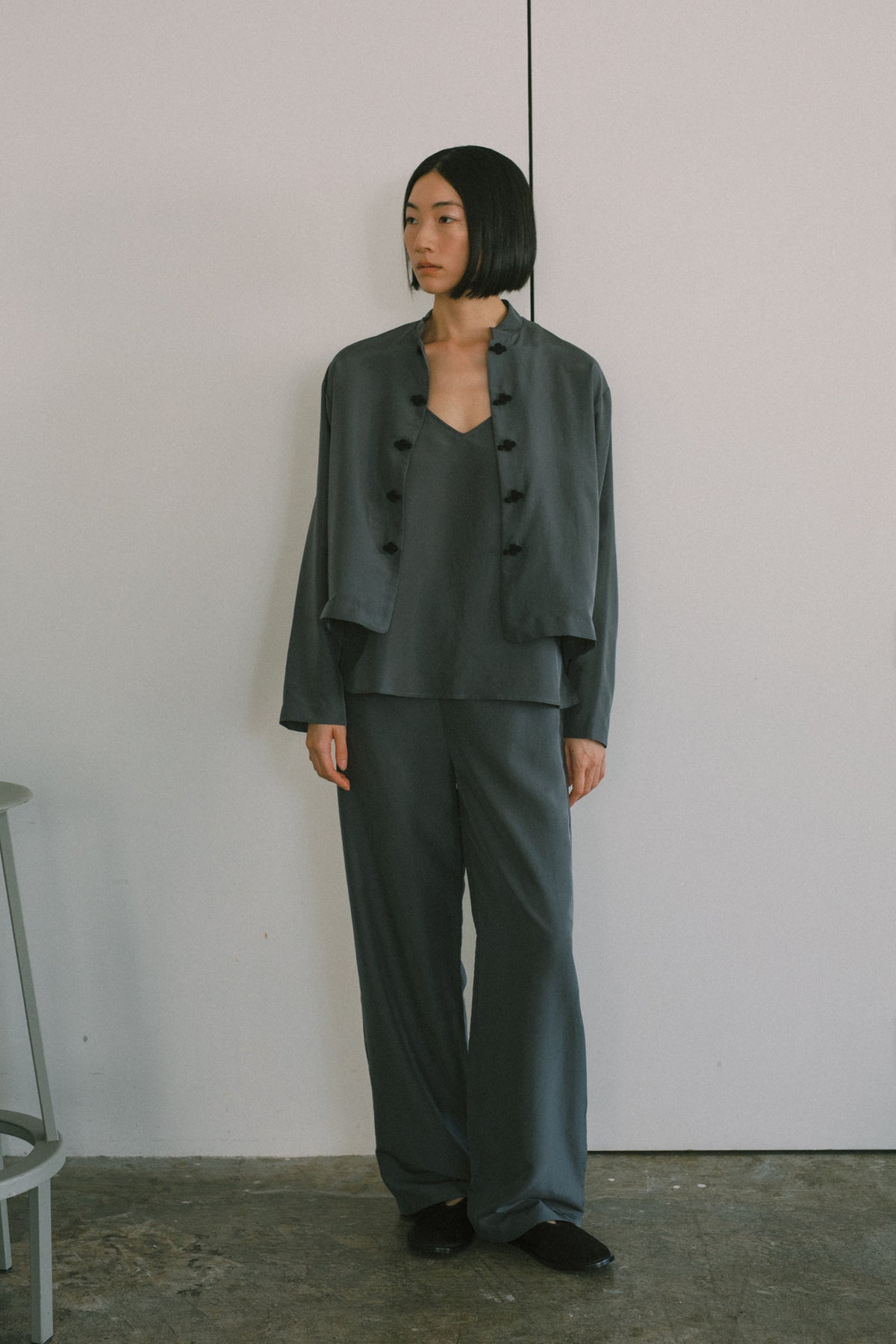 Silk Touch Satin China Shirt (ls72644T)