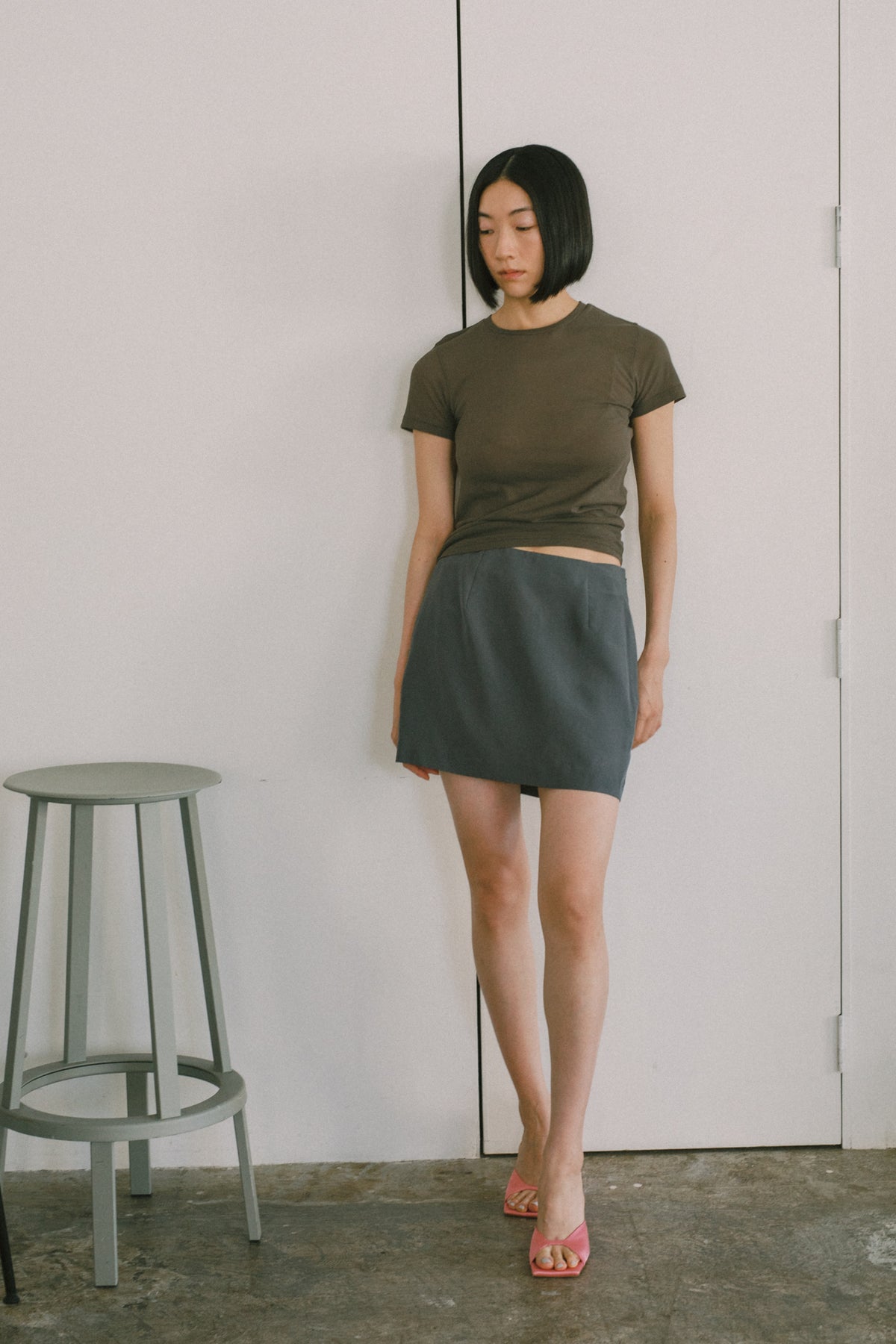 High Twist Sheer Jersey Distorted S/S Tee (ls72640T)