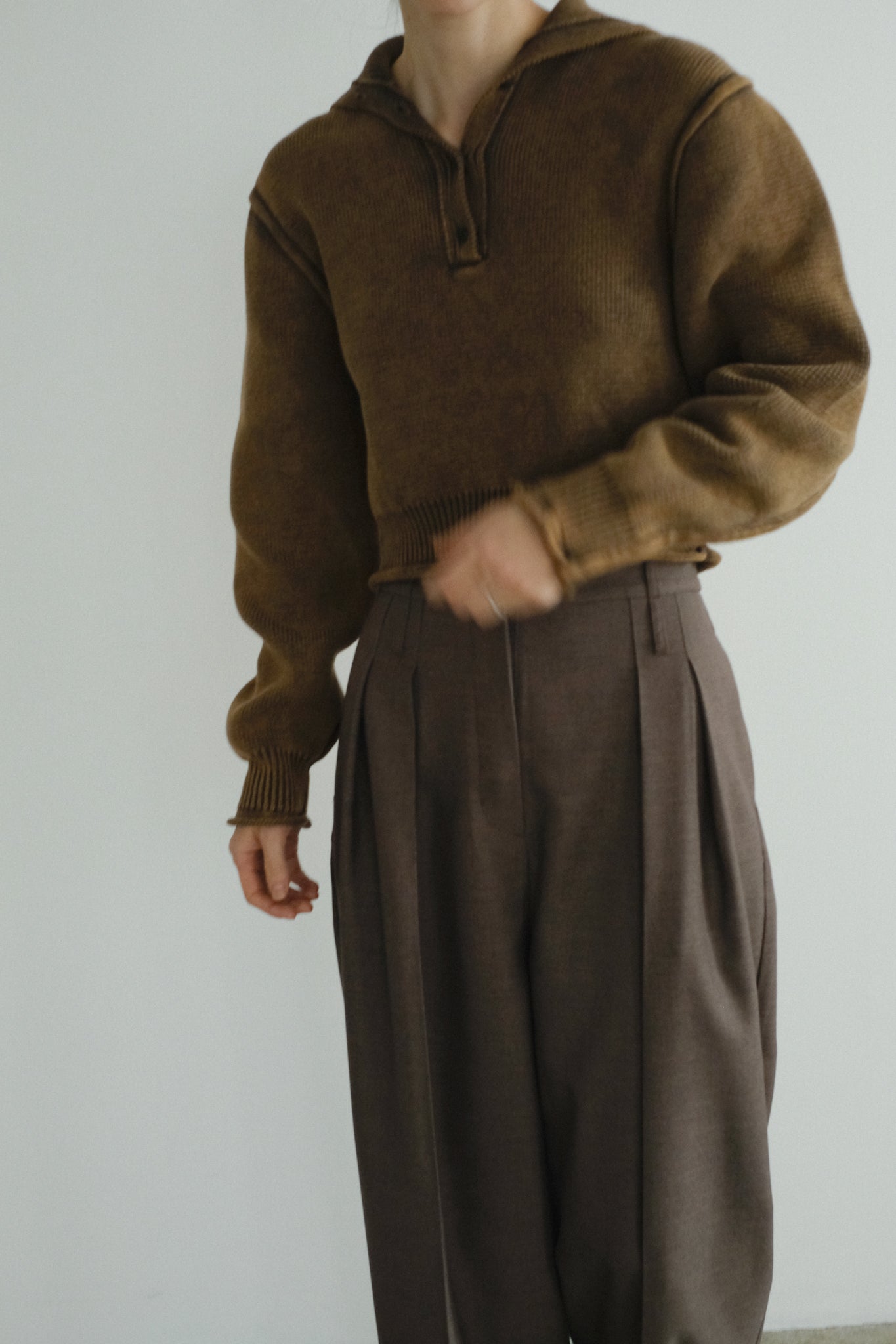 Turtleneck Acid Wash Milan Rib Sweater (ls44458K)