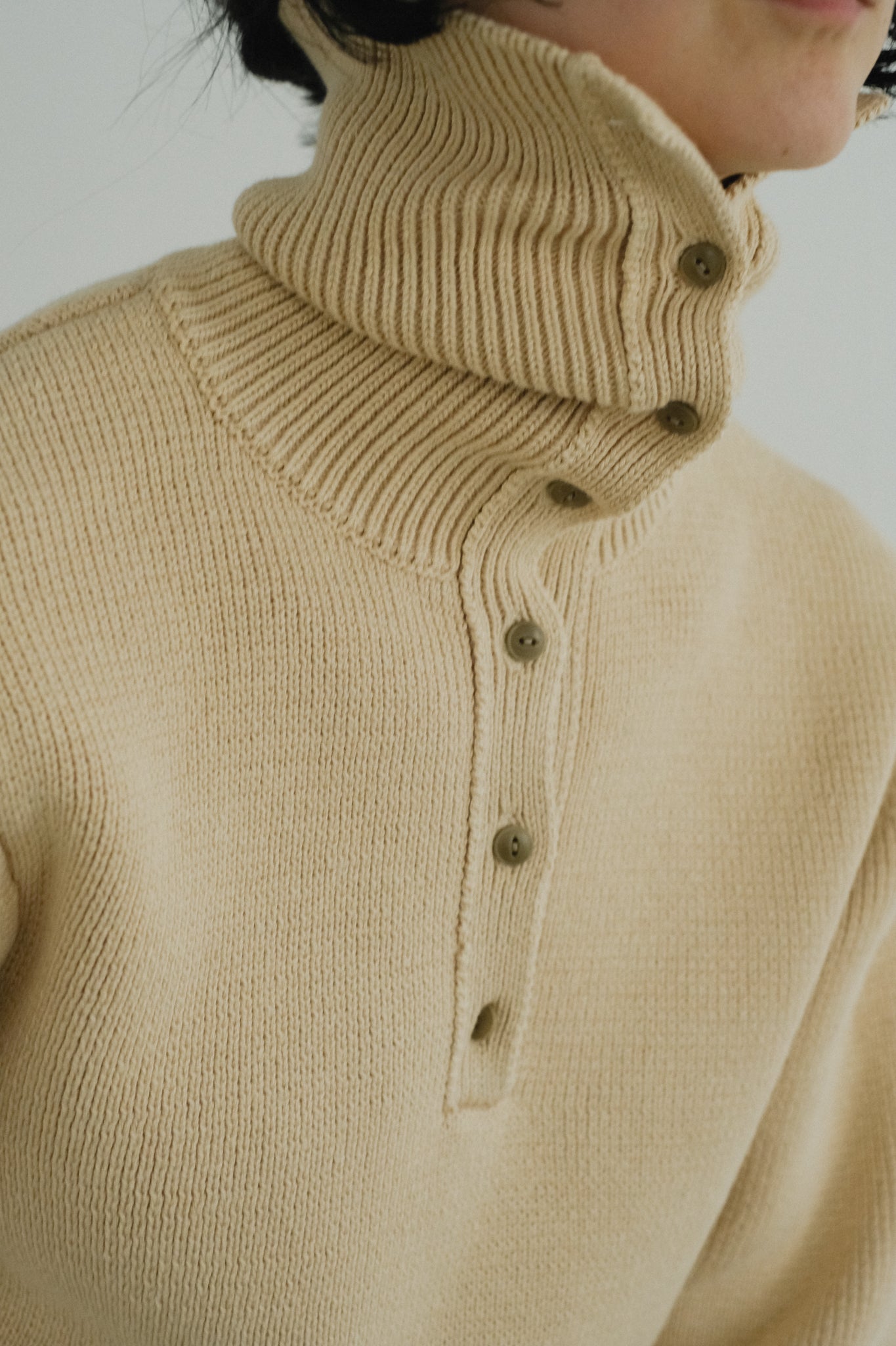 Turtleneck Acid Wash Milan Rib Sweater (ls44458K)