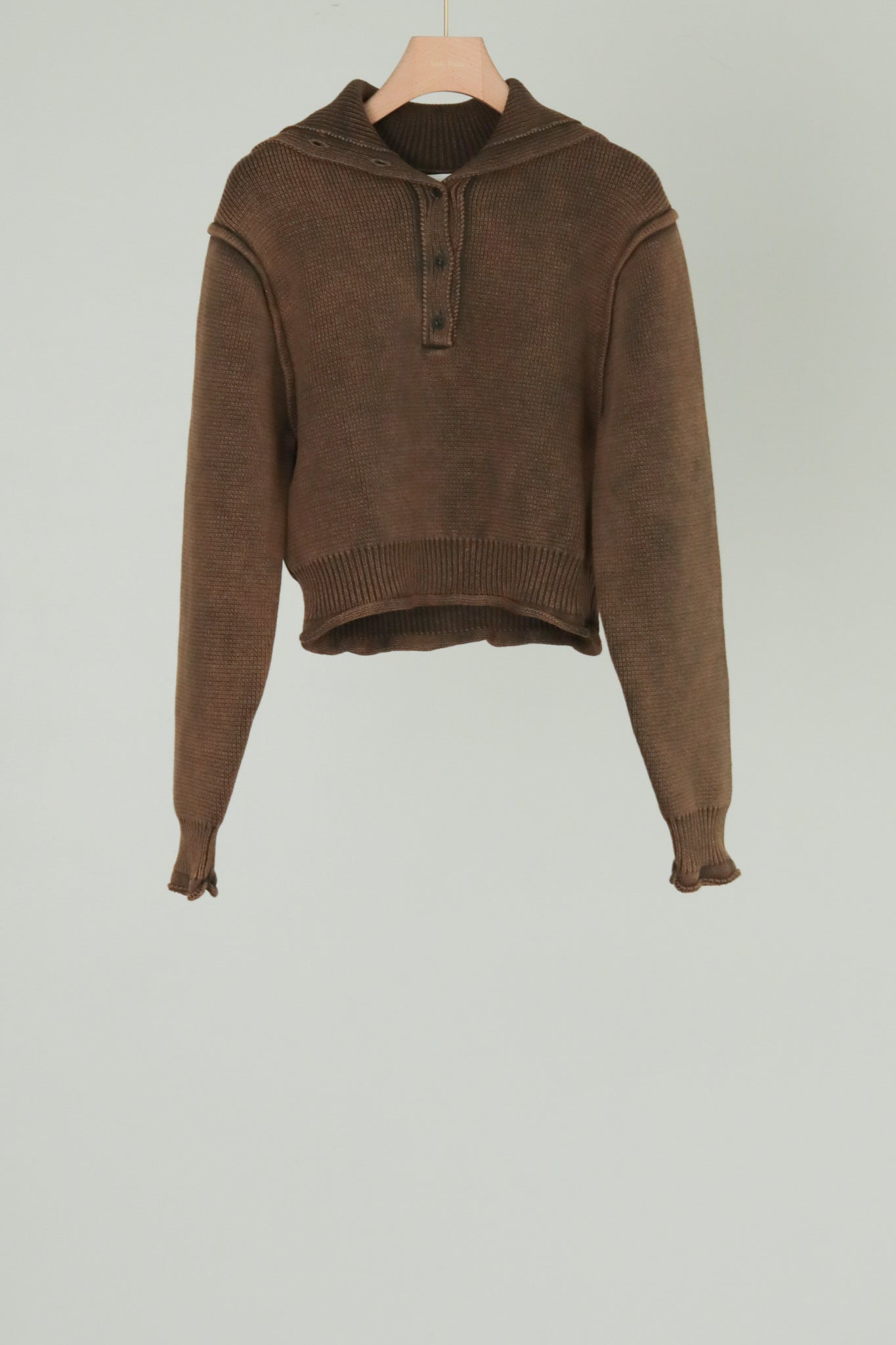 Turtleneck Acid Wash Milan Rib Sweater (ls44458K)