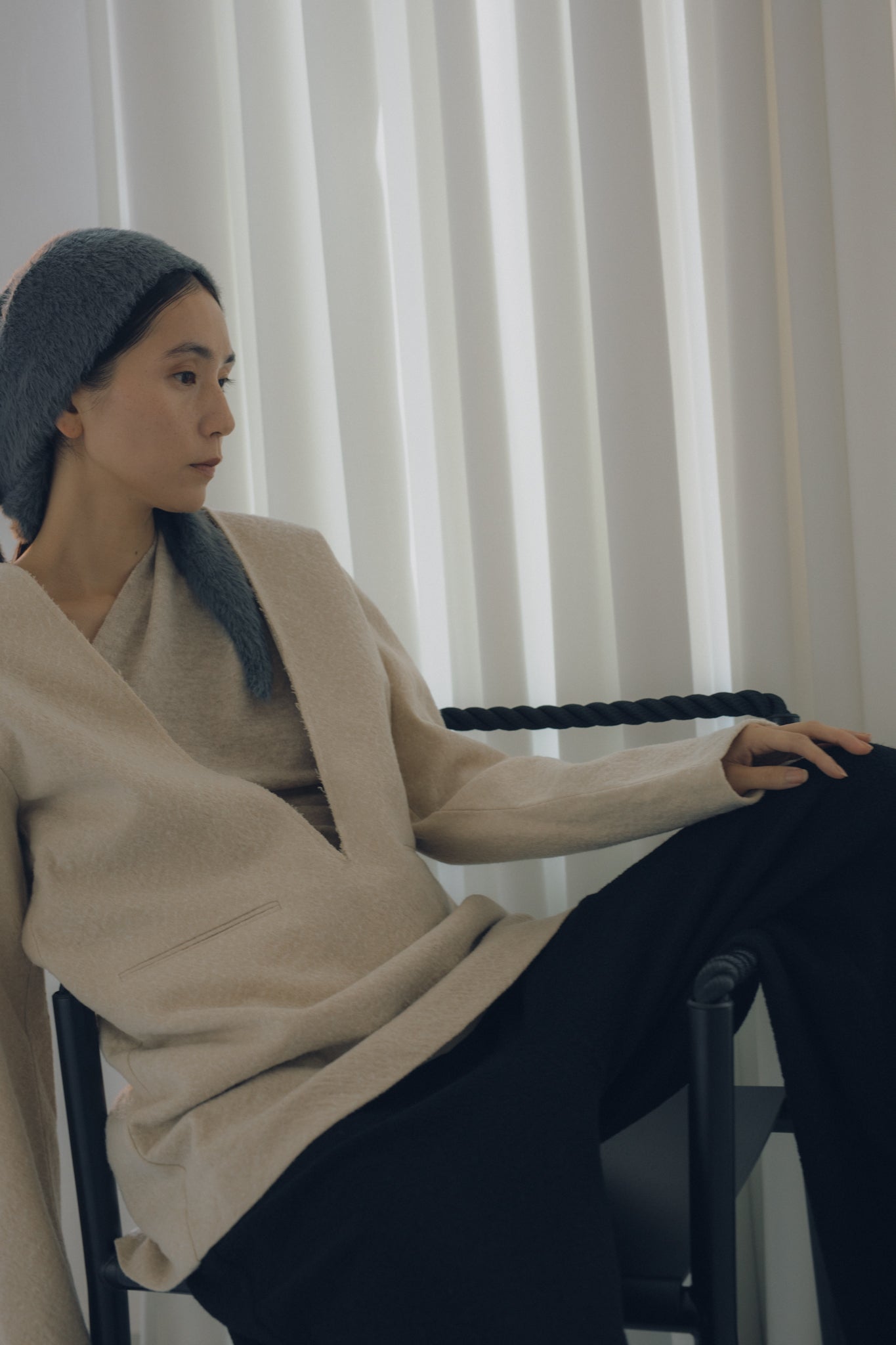 Crape Cotton Wool Bias Pullover JKT (ls44459J)