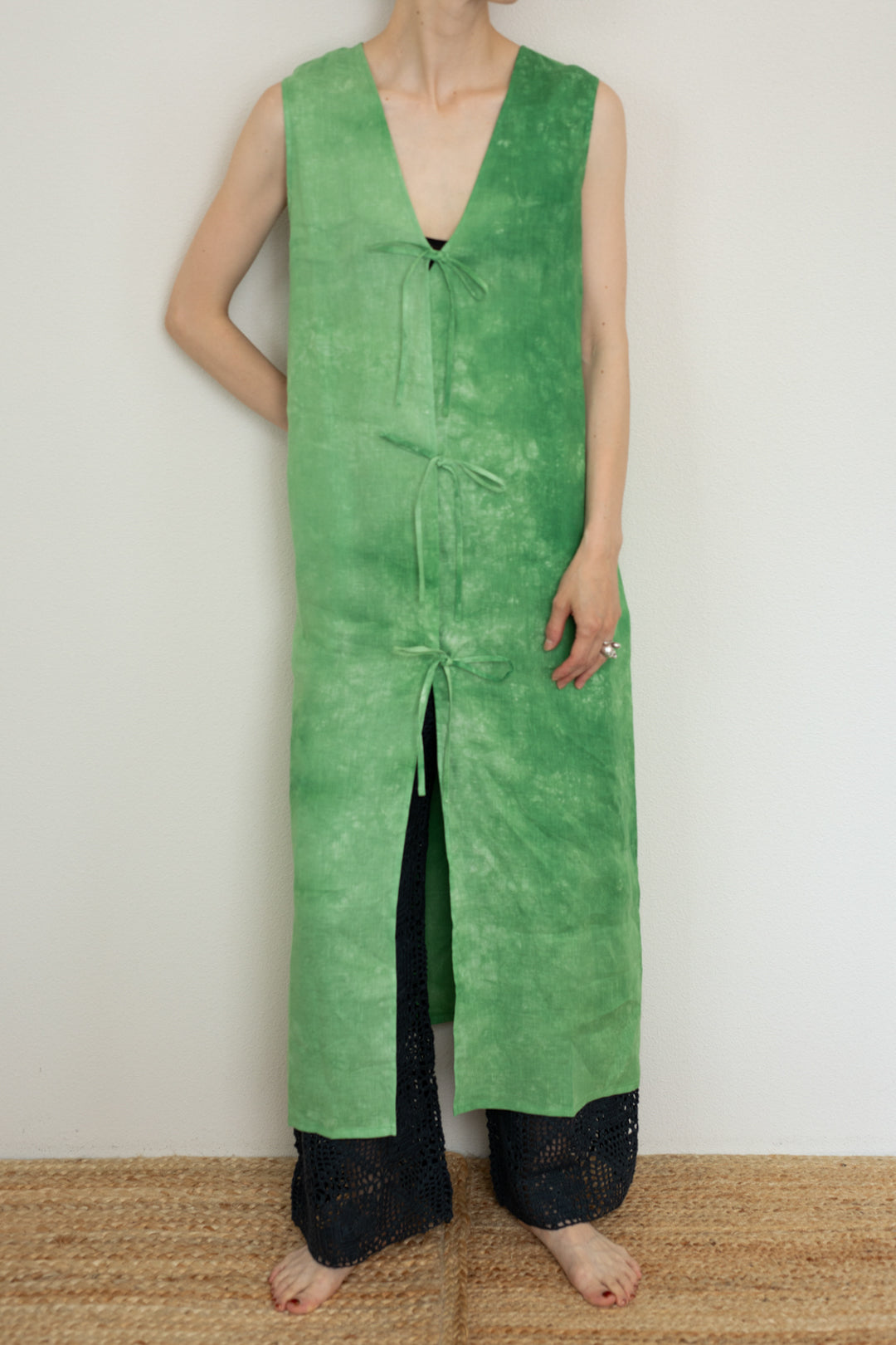 Hand Dyed Linen Long Gilet（ls12239D）