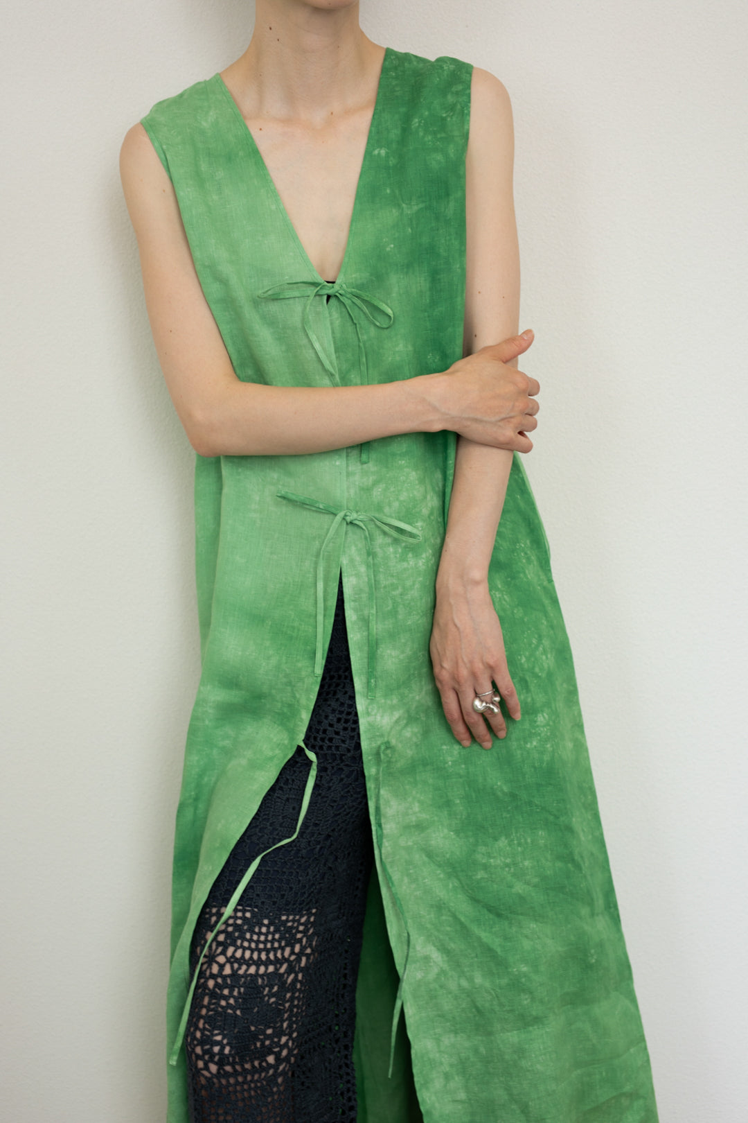 Hand Dyed Linen Long Gilet（ls12239D）