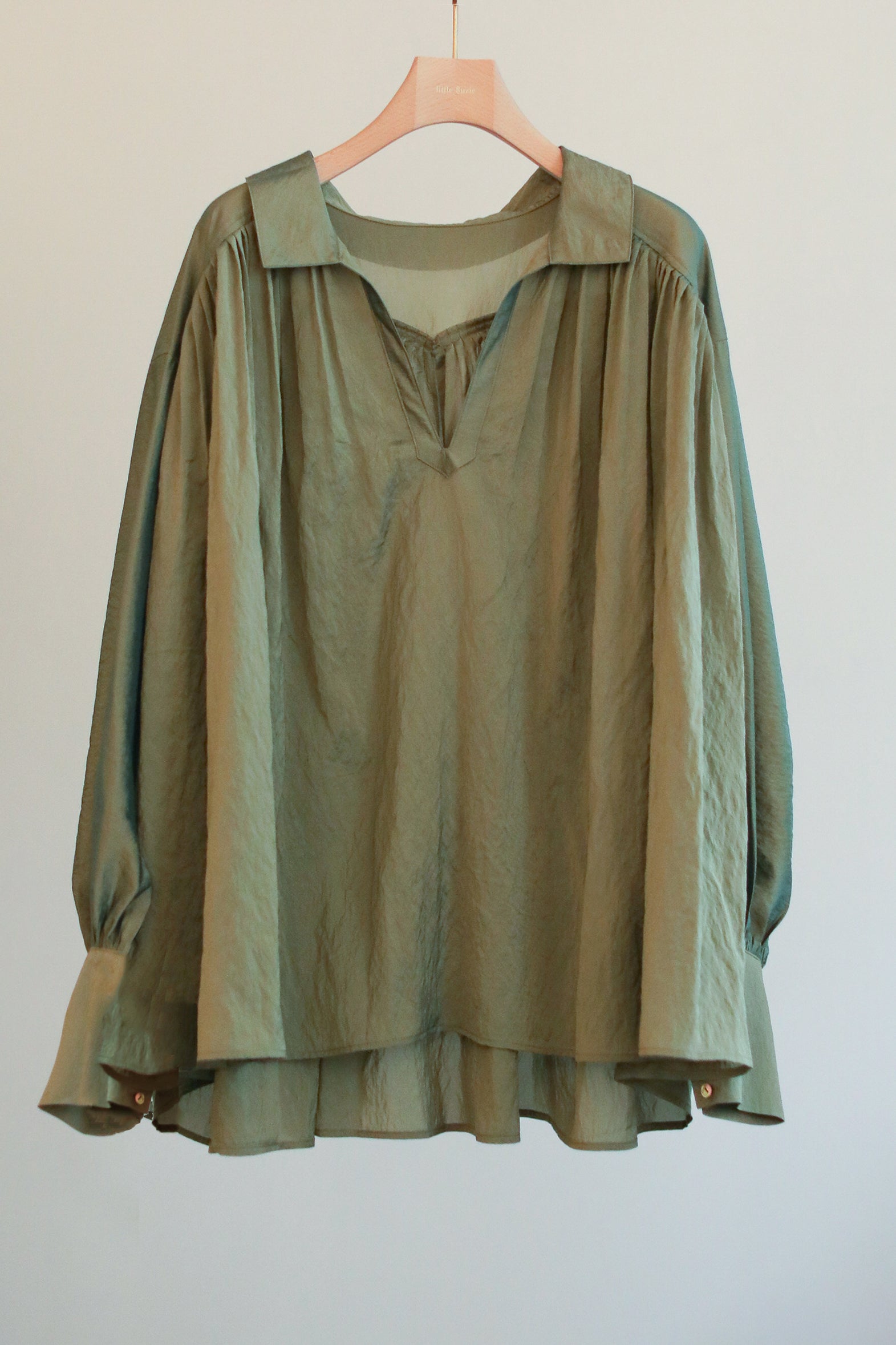 Chambray Organdie Pleated Blouse（ls22275T）