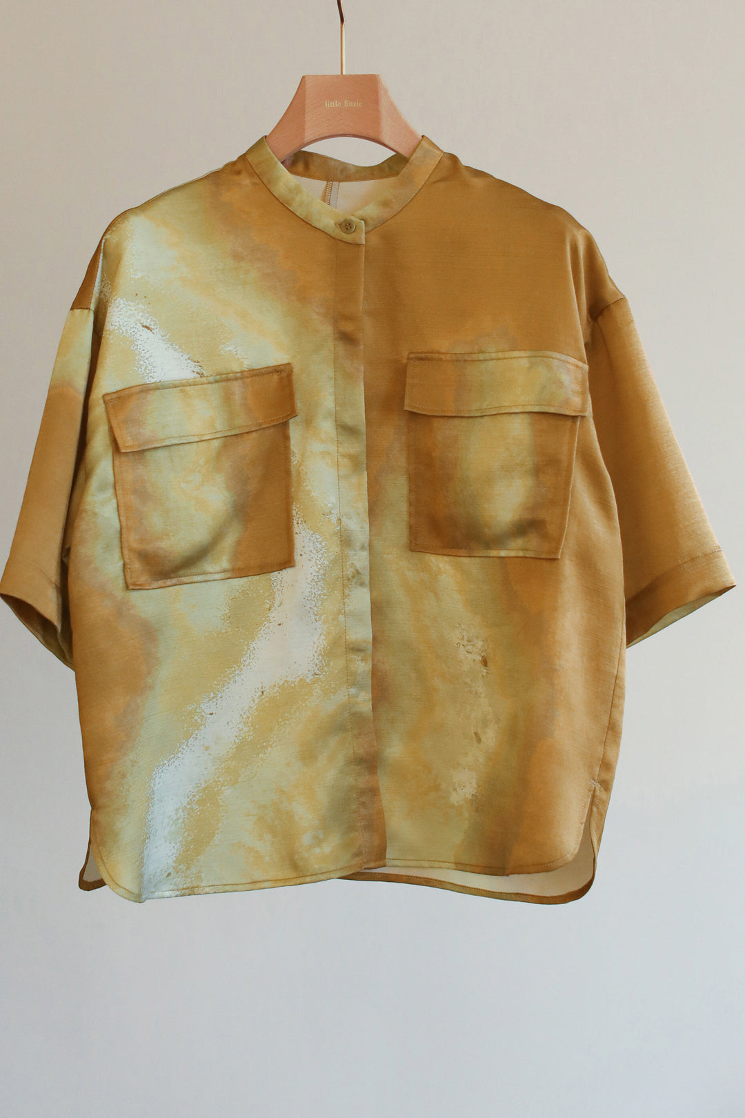 Earth Print Stand Collar Shirt（ls22282T）