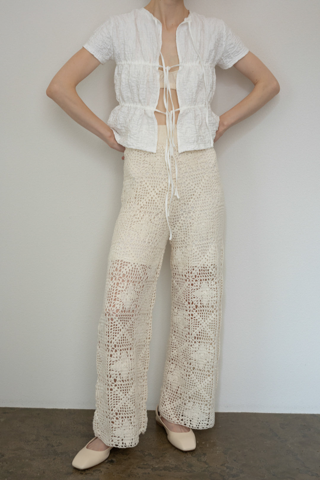 Hand-Knitted Lace Patchwork Pants（ls22290P）