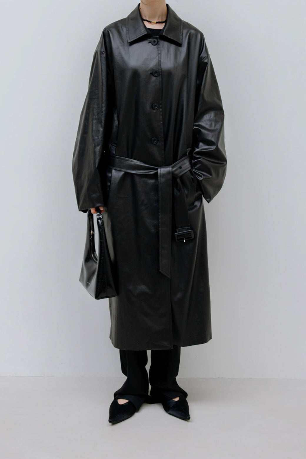 【Studio Doe】Faux Leather Lightweight Trench Coat(DN-259OTC10)
