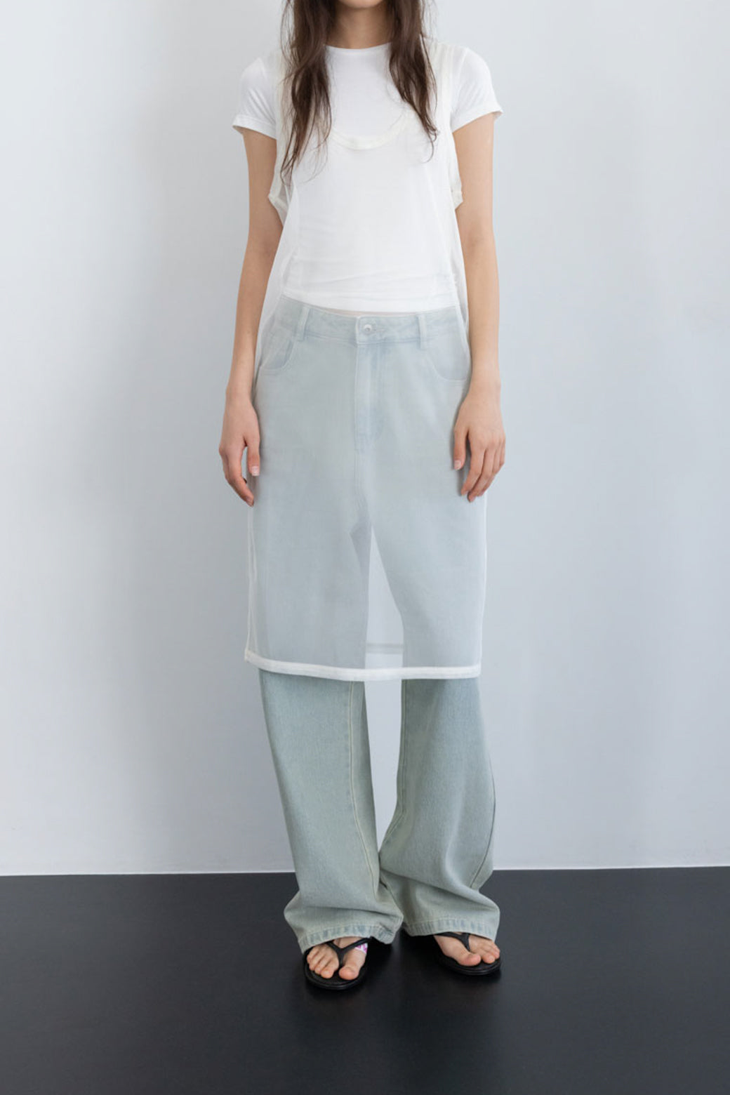 【Studio Doe】Sleeveless Side Slit Sheer Top(LD-259OVT44)