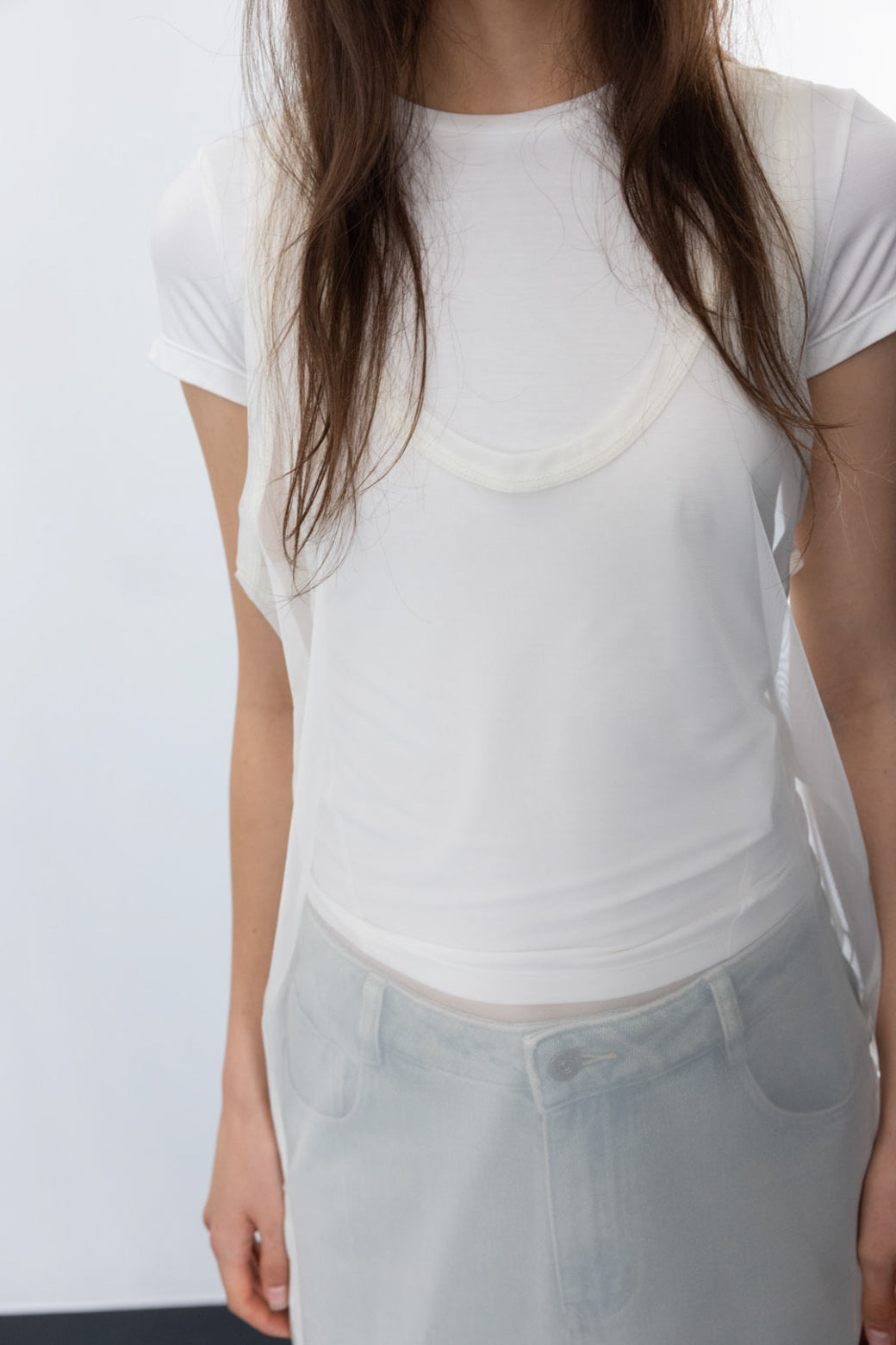 【Studio Doe】Sleeveless Side Slit Sheer Top(LD-259OVT44)