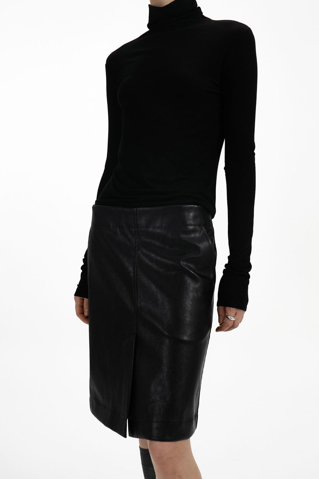 【Studio Doe】Faux Leather Midi Skirt(DN-25QOLK05)