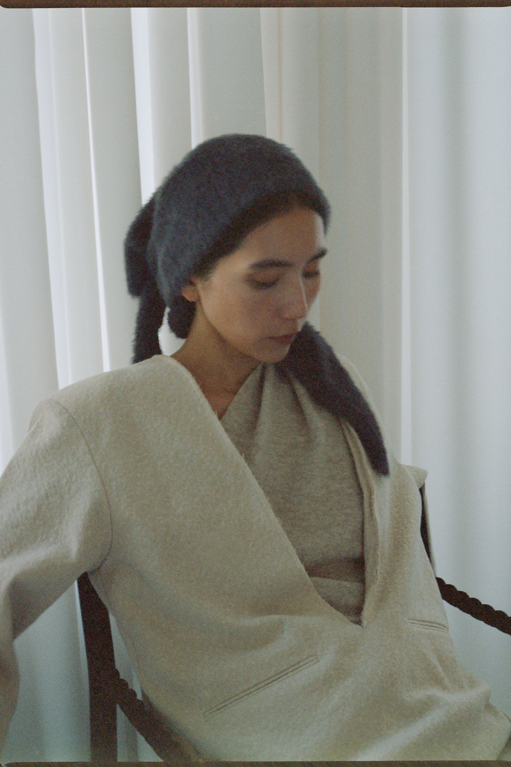 Crape Cotton Wool Bias Pullover JKT (ls44459J)